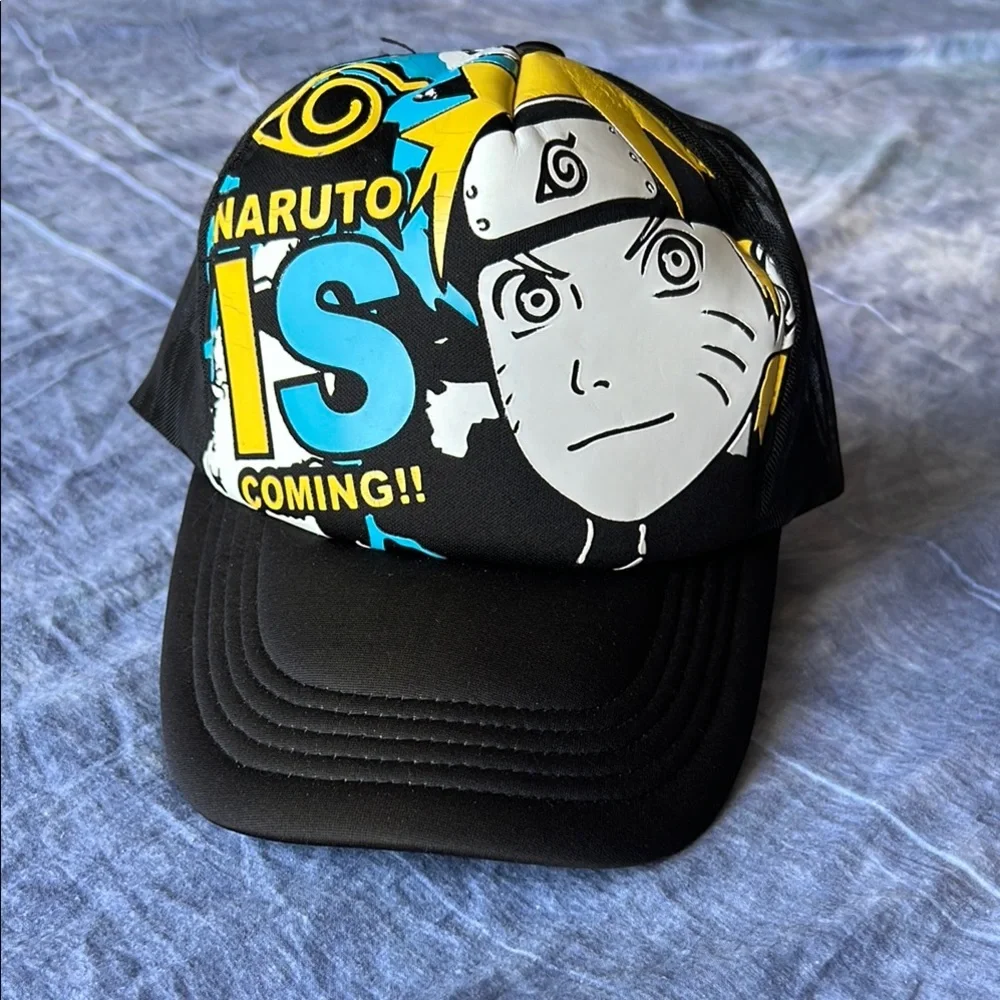 Black and Yellow Anime Hat with Curved Brim